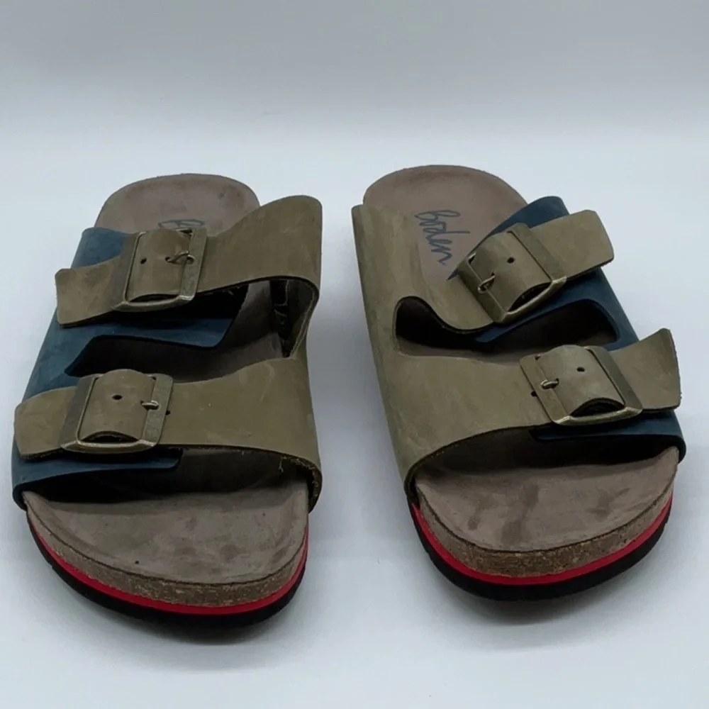 Boden Leather Double Strap Sandal navy/green